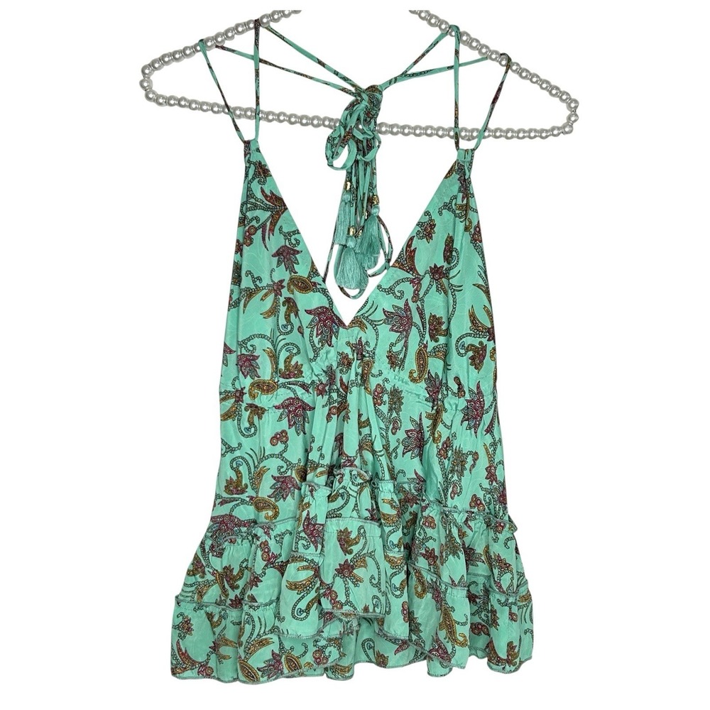 Karma Highway Boho Babydoll Cami Top O/S Fairy Festival Cropped Open Back Tassel